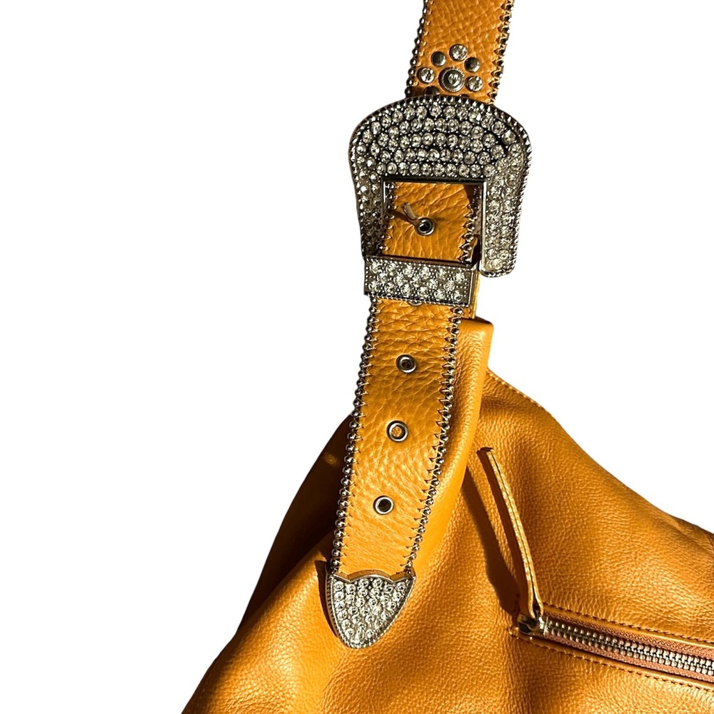 Vintage Hobo Crossbody Saddle Bag / Purse with Rhinestones Luck & Charm - Picture 10 of 14